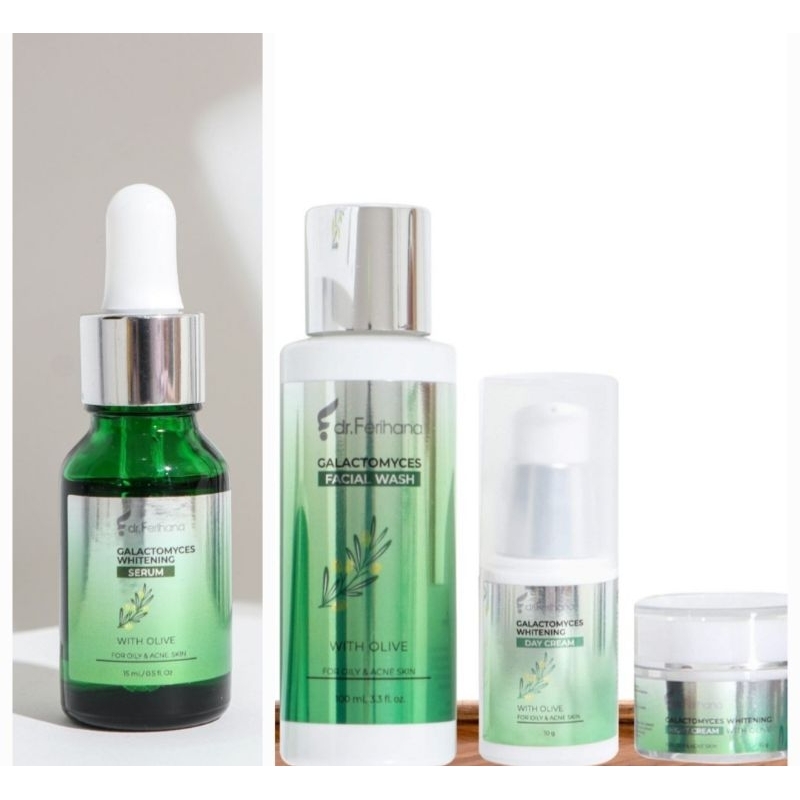 GALACTOMYCES + OLIVE OIL Paket Premium Whitening acne & Oily dr. Ferihana | sarasdrferihanacosmetics