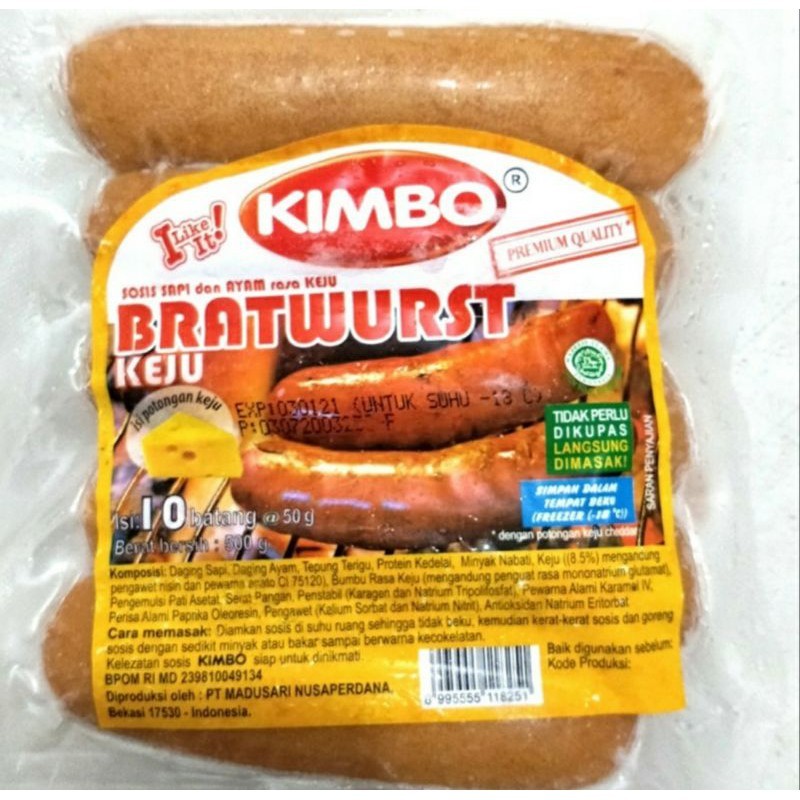 

KIMBO Sosis Bratwurst Keju isi 10 pcs| sosis bakar jumbo | frozenfood