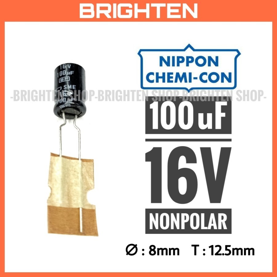 NIPPON CHEMICON 100uF 16V Kapasitor Nonpolar Bipolar