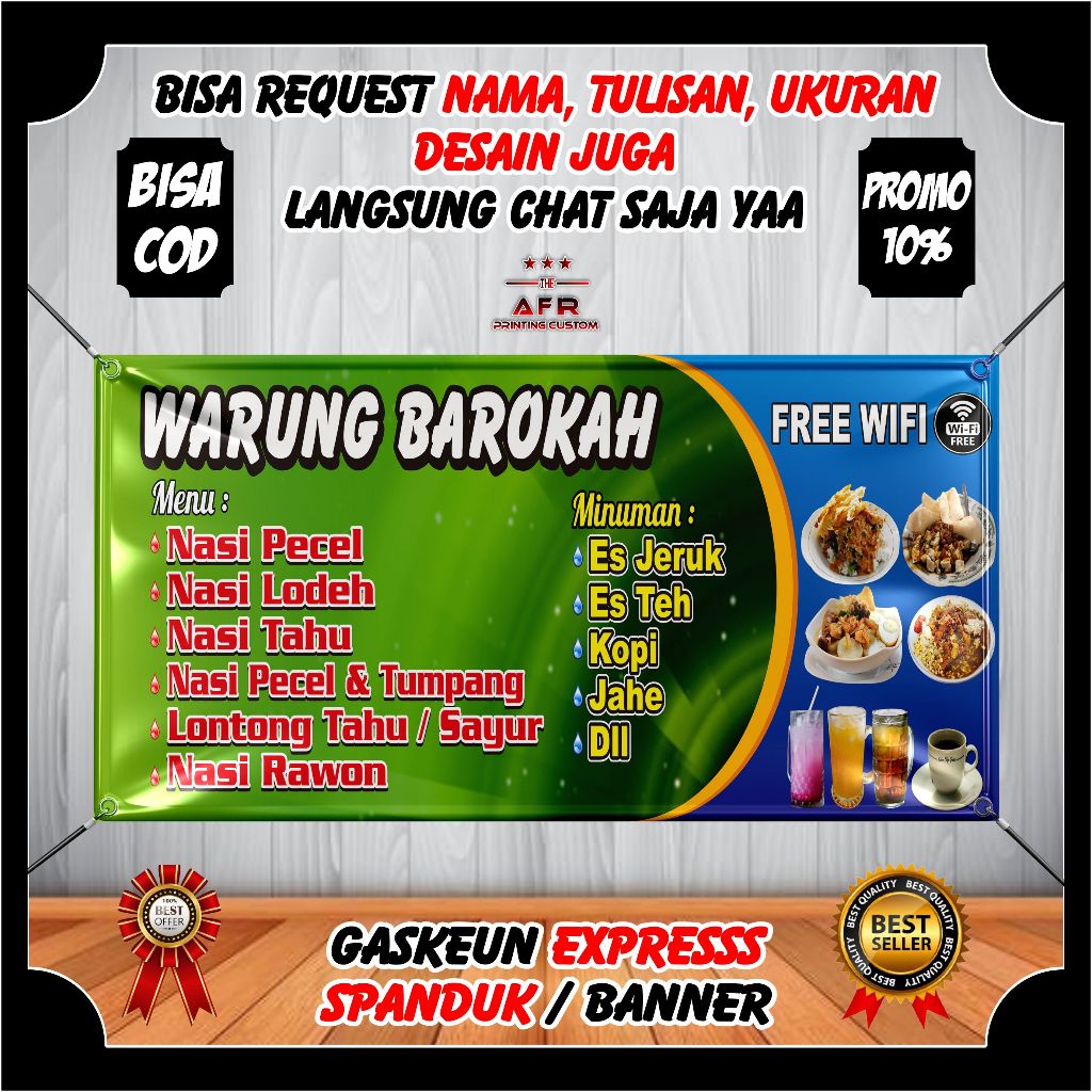 Spanduk Kantin Makanan Banner Toko Warung Kantin Makanan - Spanduk Warung Banner Warung Berkualitas