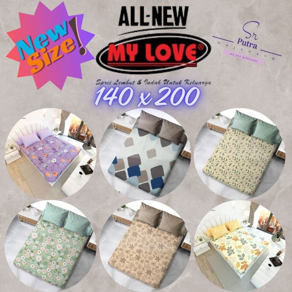 Sprei My Love Ukuran 140 x 200  ( Special Size ) Tinggi 30cm 2 Bantal 2 Guling