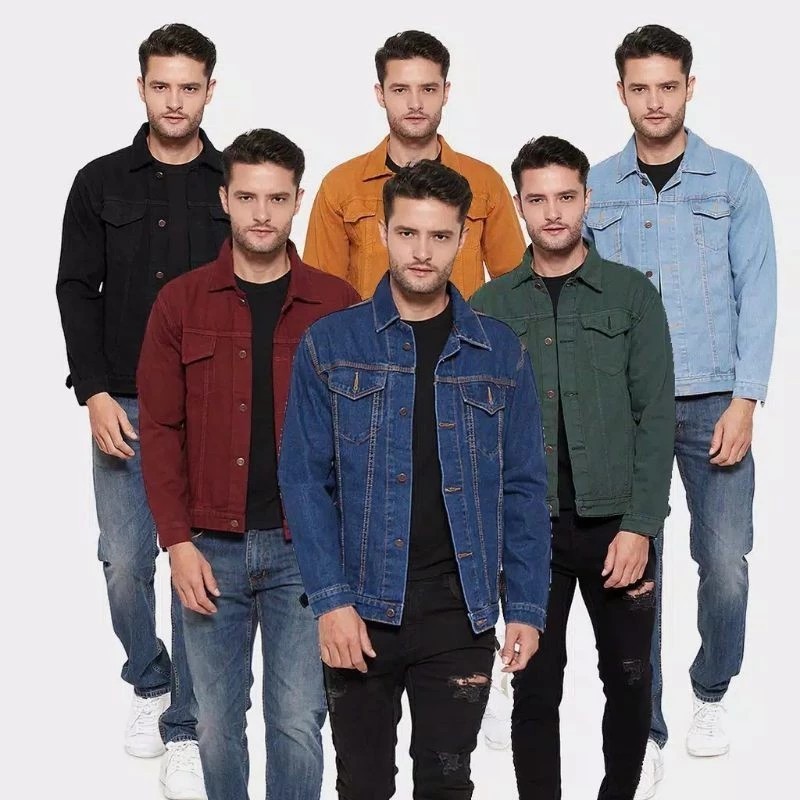JAKET JEANS SANDWASH PRIA / JAKET JEANS DENIM COWOK /JAKET WARNA HITAM BLACK BIRU MERAH KUNING BLUE 
