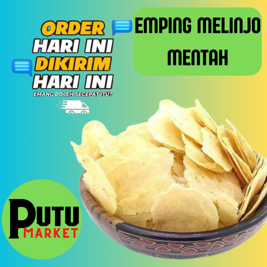 

EMPING MELINJO PUTU MARKET - 1KG SUPER MENTAH MATENG GURIH PEDAS MANIS CAMILAN MLINJO BLINJO KERUPUK LIMPUNG KHAS KEBUMEN BATANG BANTEN ACEH SUMATRA BESAR KECIL TIPIS TEBAL