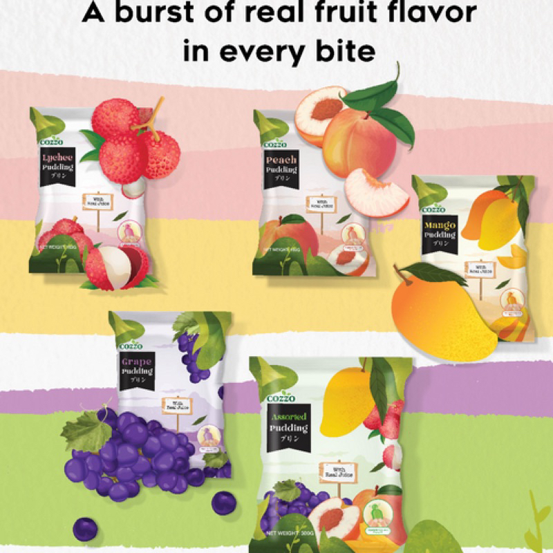 

Cozzo Pudding Pouch 160g Pudding Buah Aneka Rasa Jeli Rasa Buah Anggur Lychee Mangga Peach