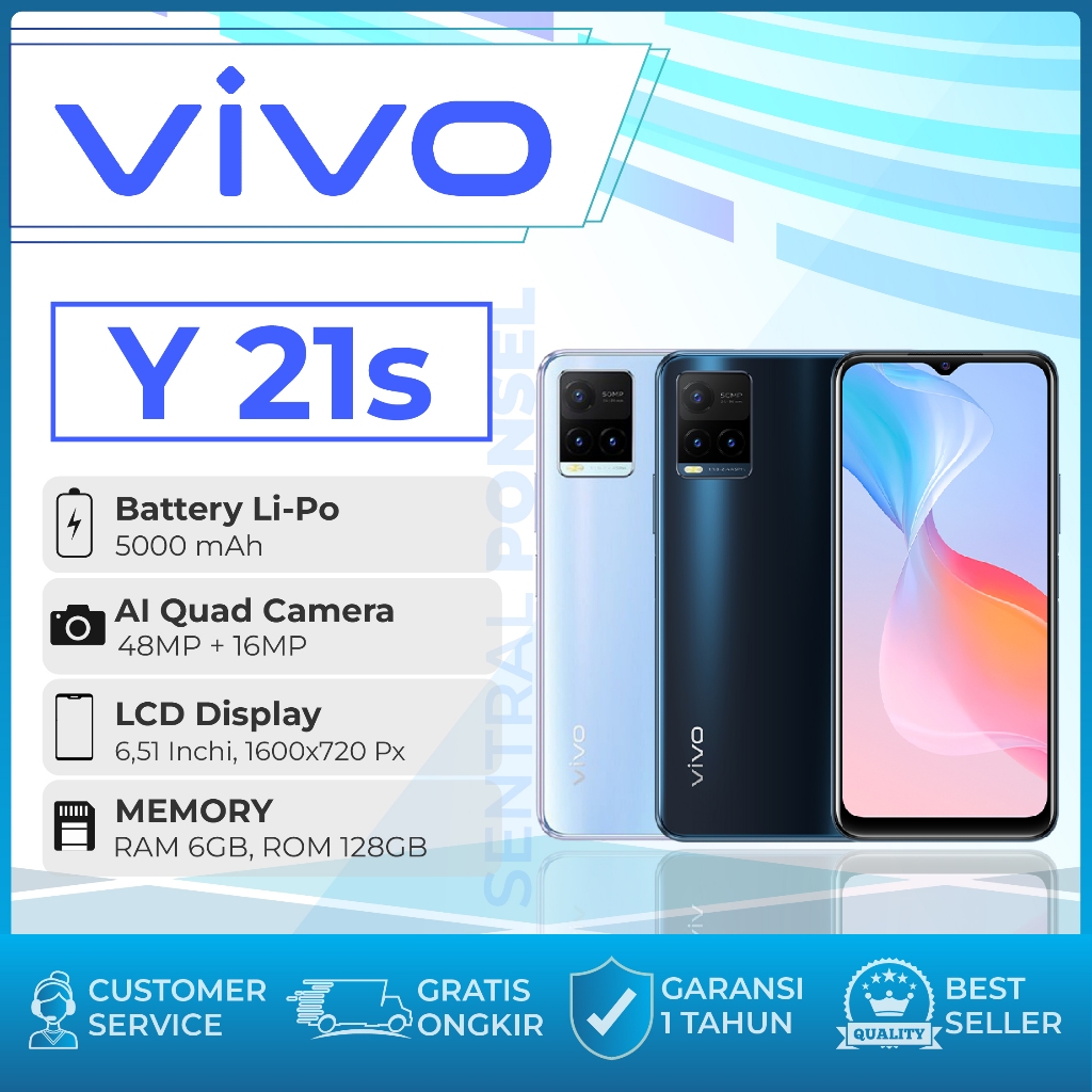 Ponsel Android VIVO Y21s RAM 6/128GB Baru Bergaransi