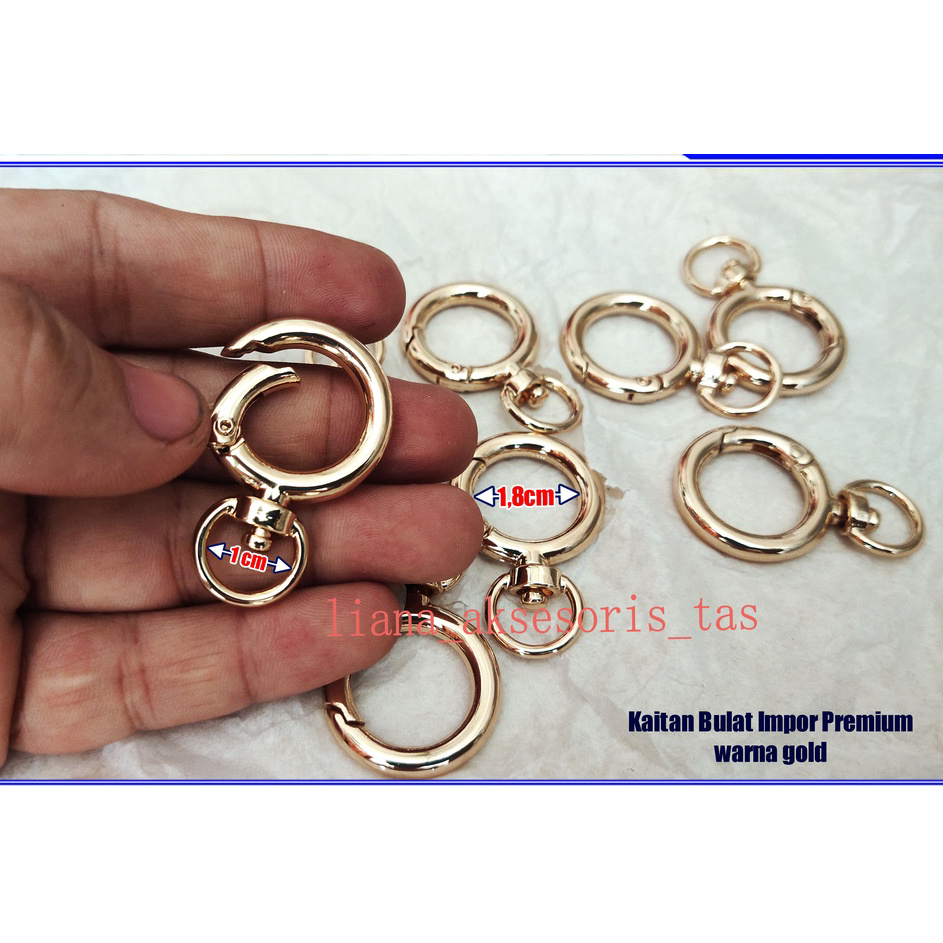 ↔✢❅ AKSESORIS TAS FASHION WANITA RING KAITAN TAS BUKA TUTUP TEBAL UKURAN 1 CM IMPOR PREMIUM WARNA GO