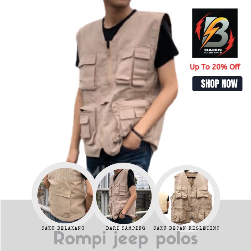 ROMPI JEEP POLOS PRIA LAPANGAN OUTDOOR MULTIFUNGSI / Vest Tactical Cargo over size jumbo