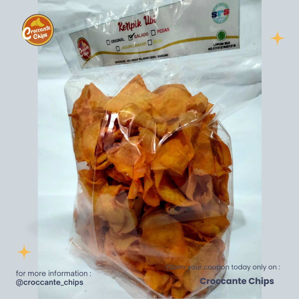 

Croccante Chips Cemilan Keripik Ubi 200 gr