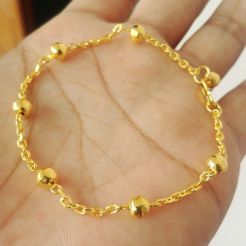 Gelang Rantai Nori Bola Mini Lapis Emas 24k