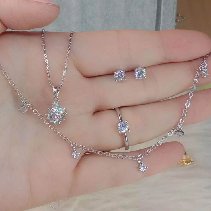 Best SET PERHIASAN PERAK PERMATA SATU Best Produk