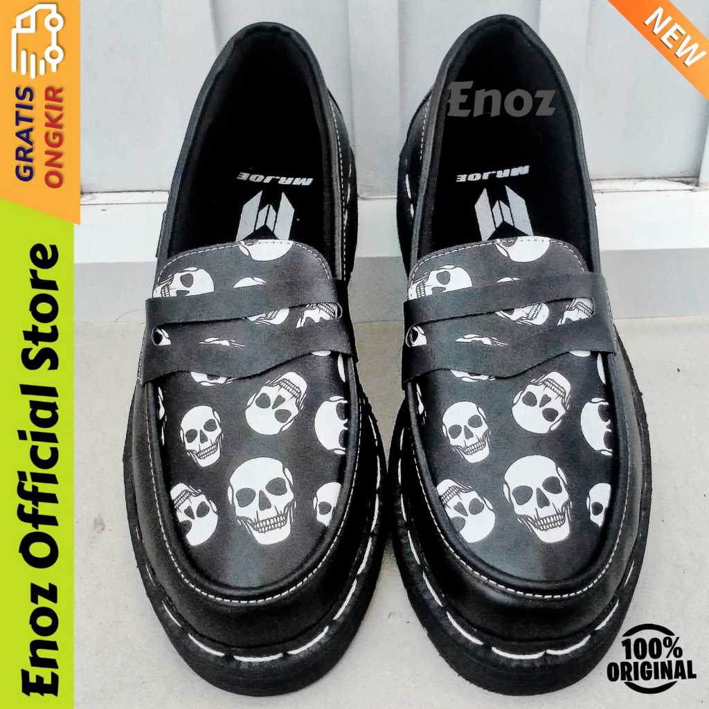 Sepatu Docmart Pria Pantofel Loafers Pria Kulit Sinthetic Kasual Formal Slip On Moccasin Hitam Slop 