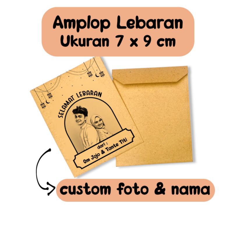 Amplop Lebaran Custom Foto &amp; Nama ukuran 7x9 cm