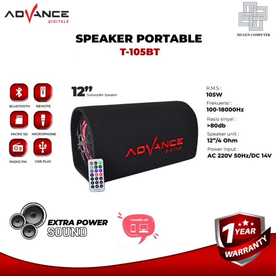 Speaker Advance T105BT / Speaker Bluetooth Advance T 105BT 12 Inch