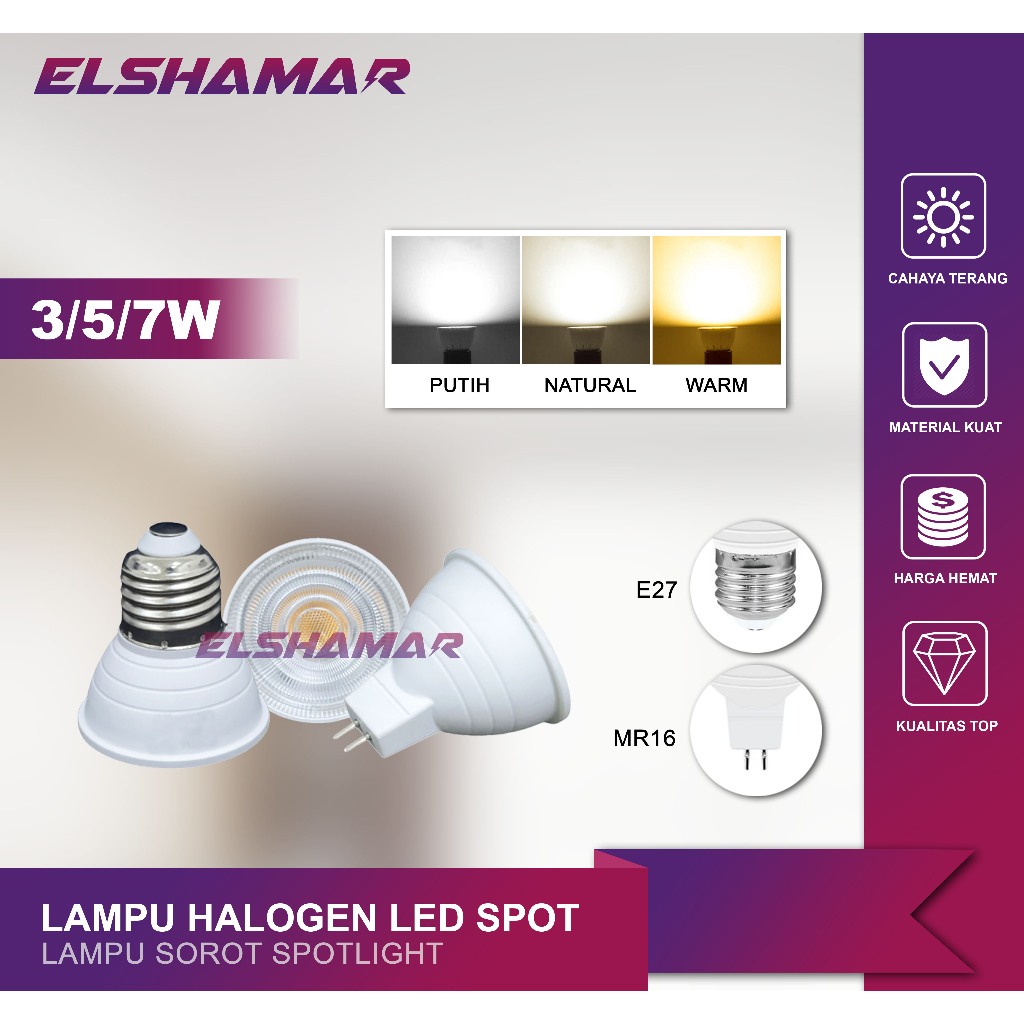Lampu Halogen Sorot LED 3W 5W 7W 12W Spotlight E27 MR16 Terang Hemat Listrik