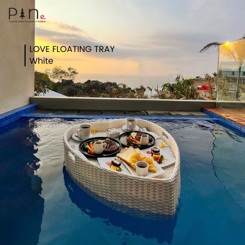 Nampan Apung Rotan Sintetis / Floating Breakfast - Love Floating Tray