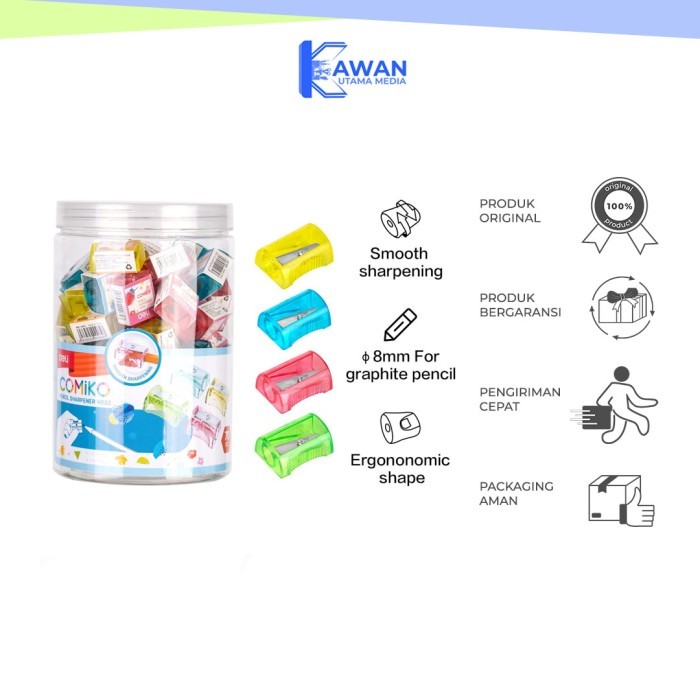 

Deli Pencil Sharpener - Comiko Rautan Pensil Lucu Warna-Warni EH032 - Kamame