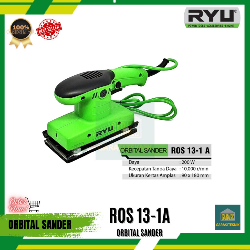 MESIN AMPLAS KAYU PERSEGI PANJANG/KOTAK/RYU-TIPE ROS13-1A/ORBITAL SANDER RYU/AMPLAS KAYU MESIN/MESIN