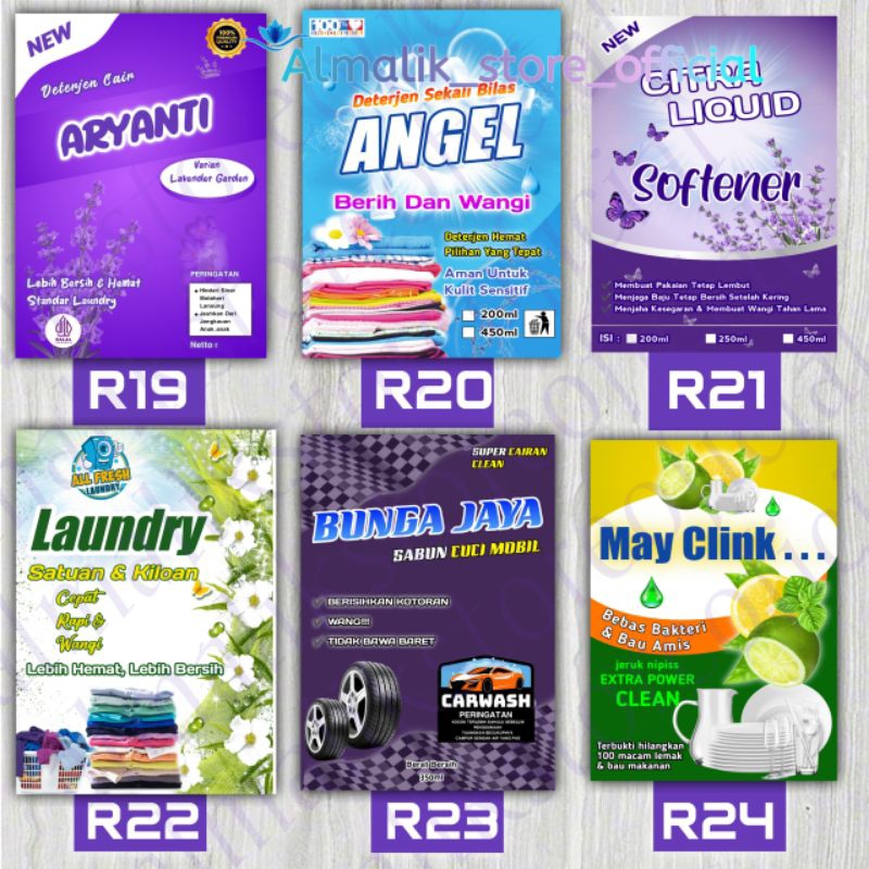 

Sticker label sabun deterjen Cair sabun cuci mobil motor cuci piring pelmbut pewangi stiker loundry