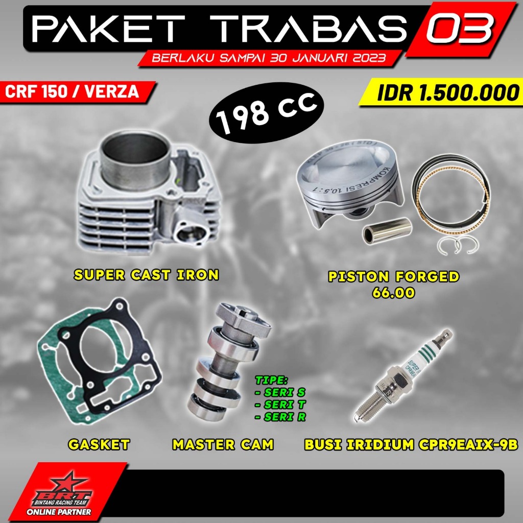 PAKET BORE UP CRF 150/VERZA | 198 CC | BRT