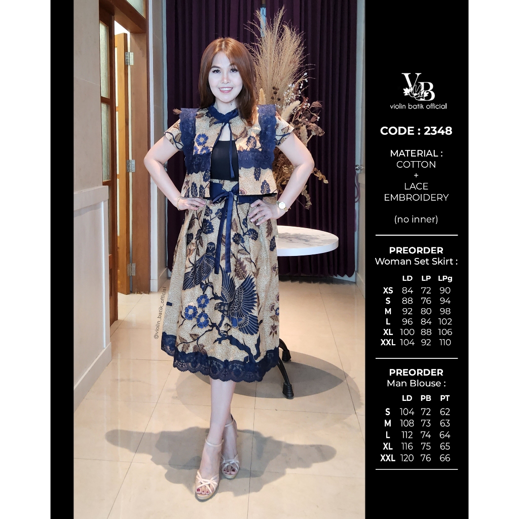 Stelan Batik Katun Garuda Bolero Biru 2348 ~no inner