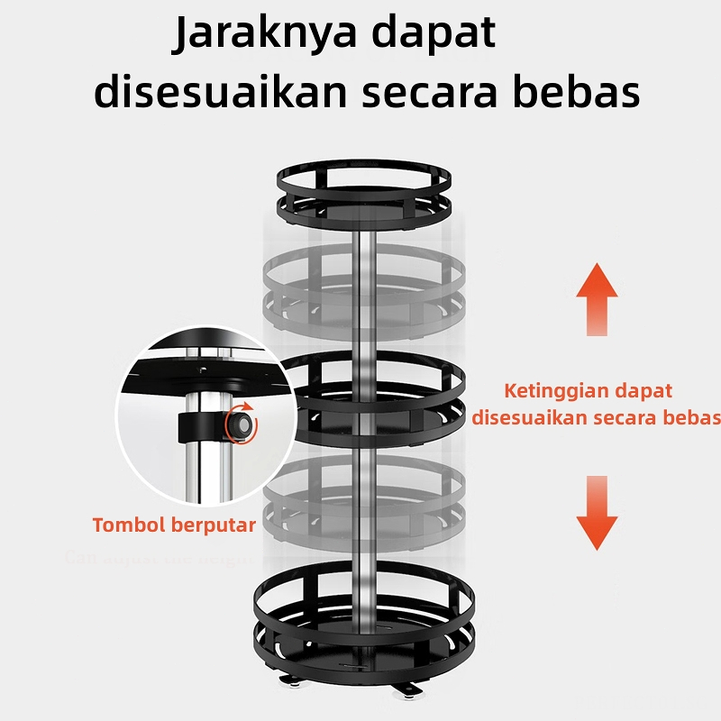 Rak Bumbu Dapur 3 Susun 360 Derajat Stainless Rotate Kitchen Spice Rak Dapur Serbaguna Kitchen Spice Rack Organizer