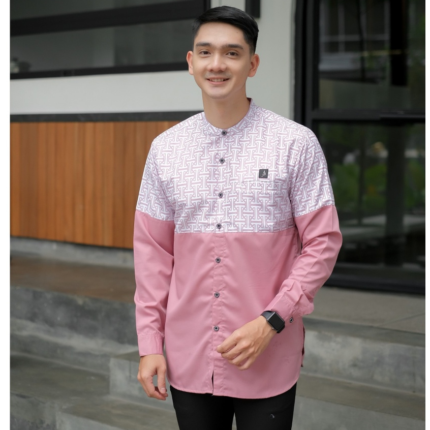 Baju ALANZA Baju Koko Kurta Pria Dewasa Lengan Panjang Motif Kobata / Kemko Kurta Khalif Sublime Kat