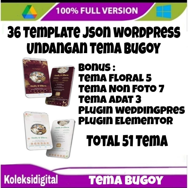 Template Undangan Pernikahan Digital Website (JSON) Tema Bunga goyang