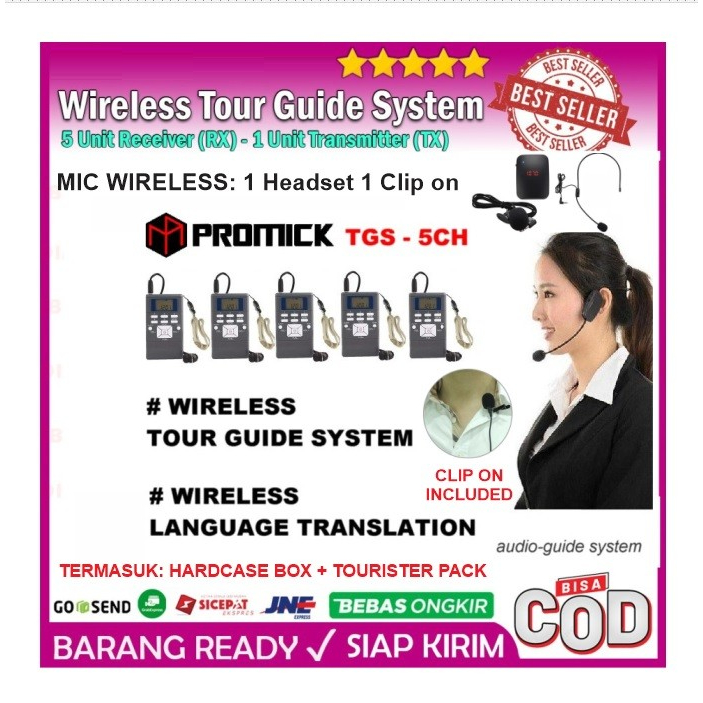 Wireless Tour Guide System - Translator System - 1 Transmitter & 8 RX