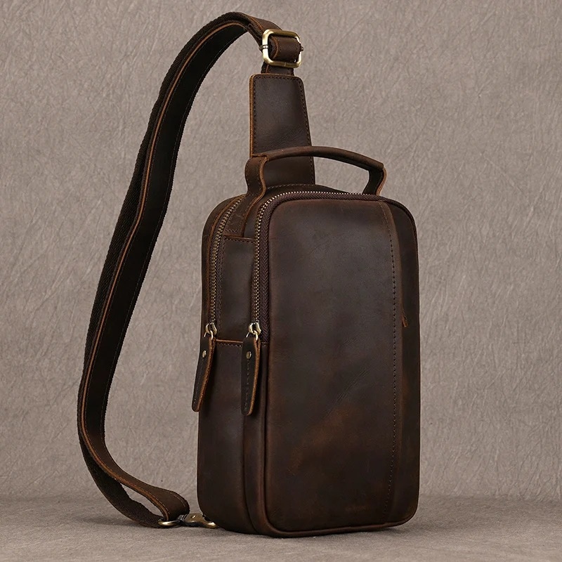 Tas Dada Pria Mewah Tas Selempang Kulit Asli Tas Dada Selempang Pria untuk Pria