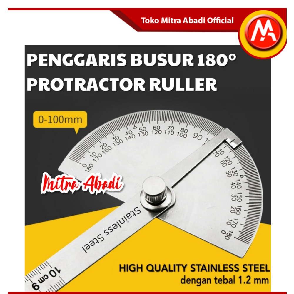 Penggaris Busur 180° Stainless Steel Protractor Angle Ruler