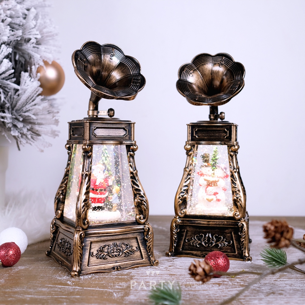 Santa's & Snowman's Gramophone / Ornamen Natal / Music Box / Musik Lagu Box / Santa Music Box