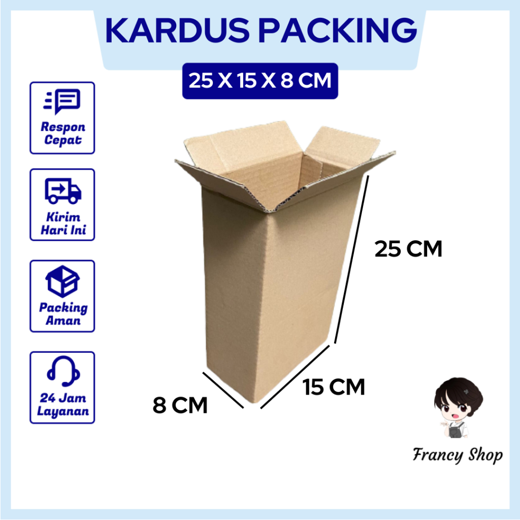 

Kardus Box Ukuran 25x15x8 cm Kotak Packing Packaging Polos