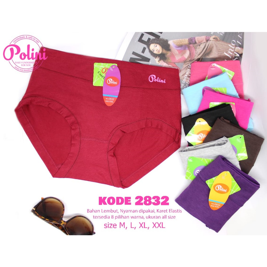 POLINI Celana Dalam Wanita Bahan Katun Mid Waist / Random 2832