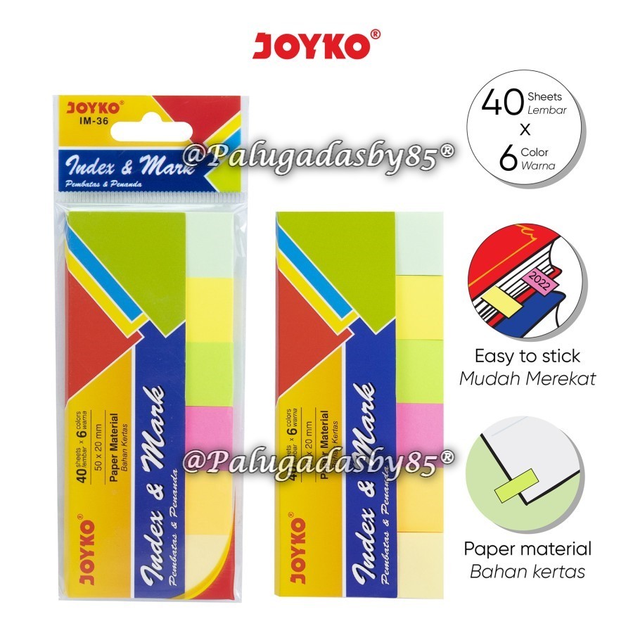 

(1 Set) GROSIR Pembatas Memo JOYKO IM-36 Kertas Kotak 6 Warna / Index & Mark Penanda Pembatas Joyko IM-36 Kertas / Penanda Joyko IM36 IM 36 / Penanda Joyko Kertas