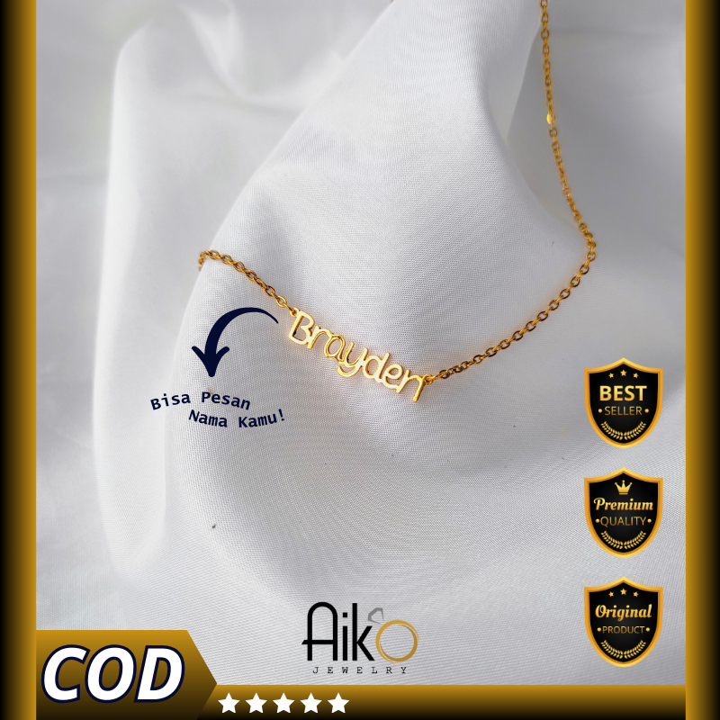 Kalung Nama Wanita - Custom Kalung Nama Berlapis Emas Model Mini Brayden