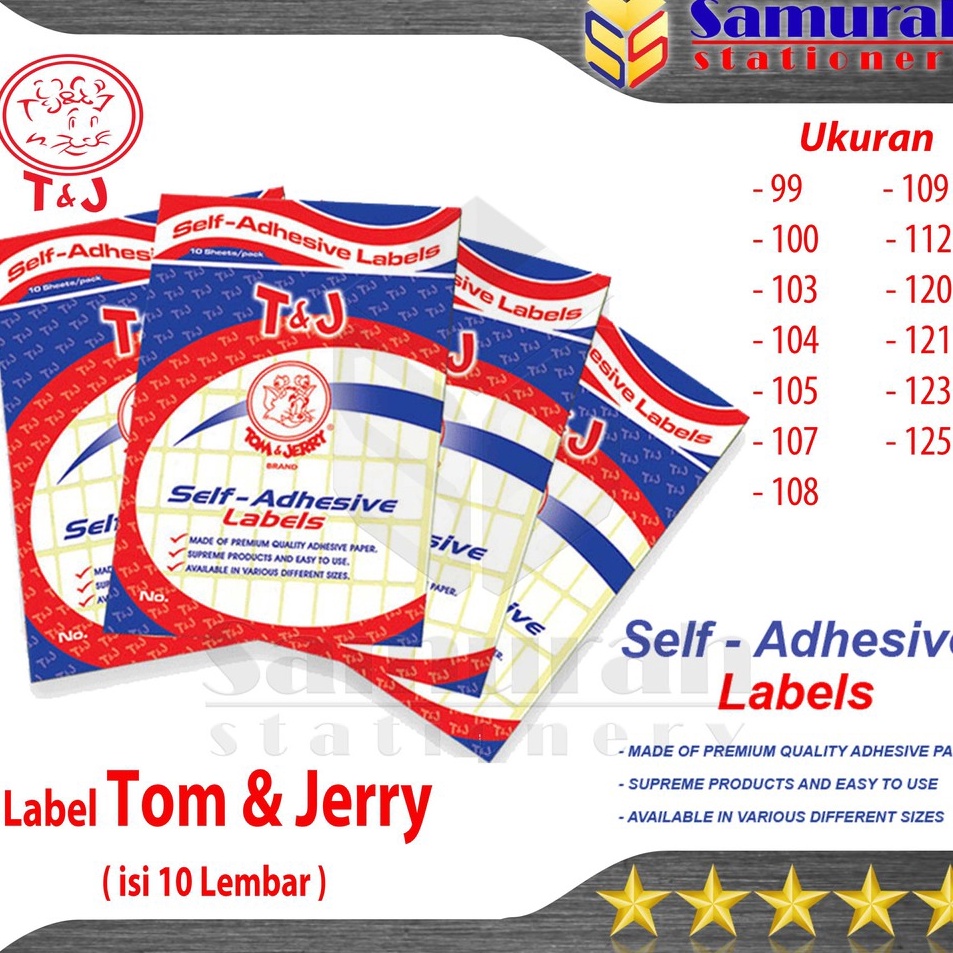 

Stock Banyak Label Stiker Tom & Jerry / Sticker Tempel TJ No 99 100 103 104 105 107 108 109 112 120 121 123 125