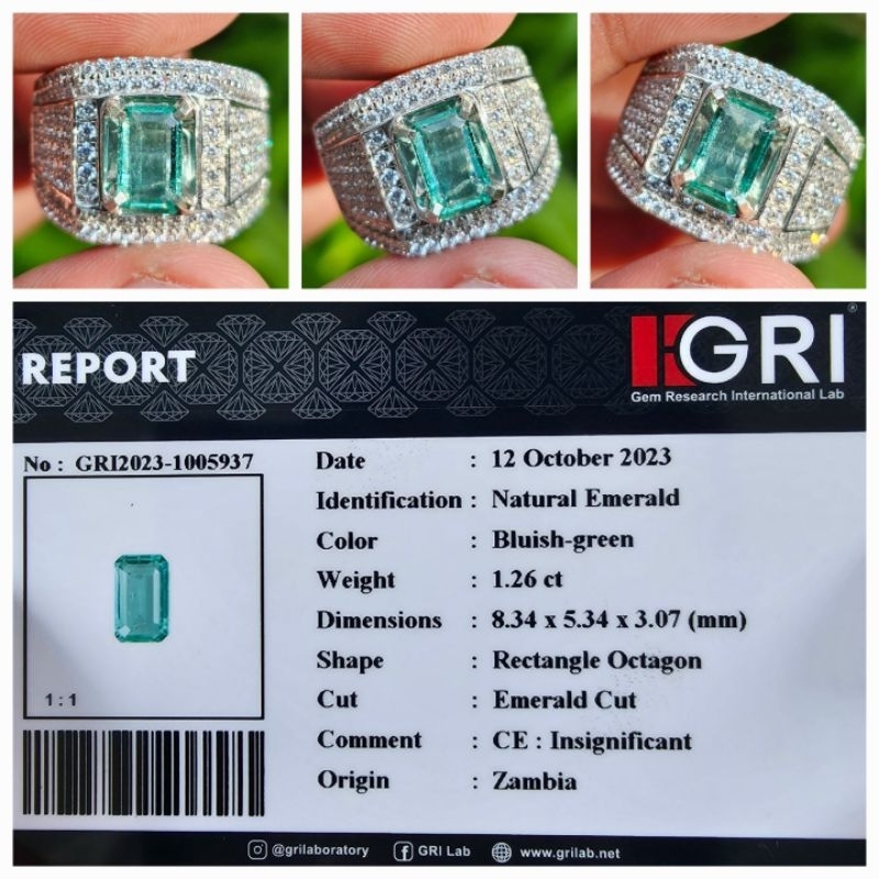 Natural Zamrud Green Emerald Zambia Insignificant Memo 1.26 crt