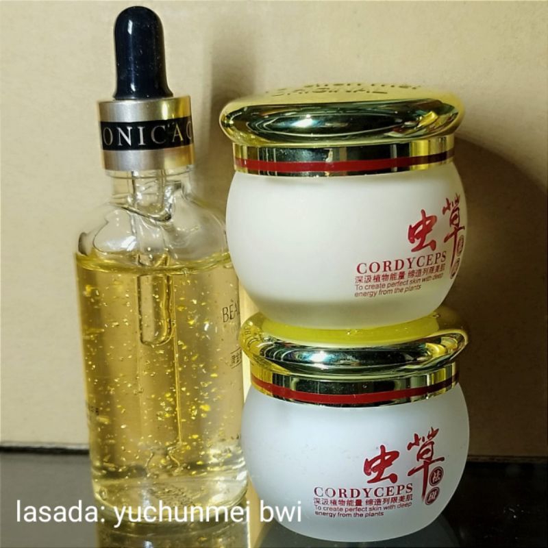 YU CHUN MEI CORDYCEP KRIM SIANG MALAM SERUM GOLD 50ML ORI HCI