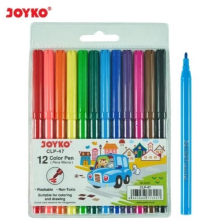 

Bestseller Spidol 12 warna /washable color pen CLP-47 Joyko /spidol 12 warna murah ➞✧✴