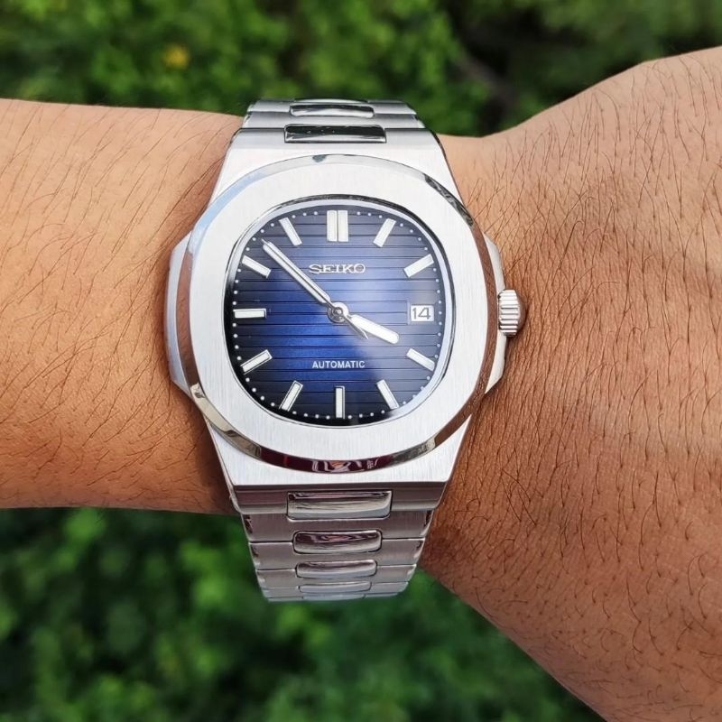 Jam tangan Automatic Japan SEIKO Mod Custom Blue dial NH35A Original fullset