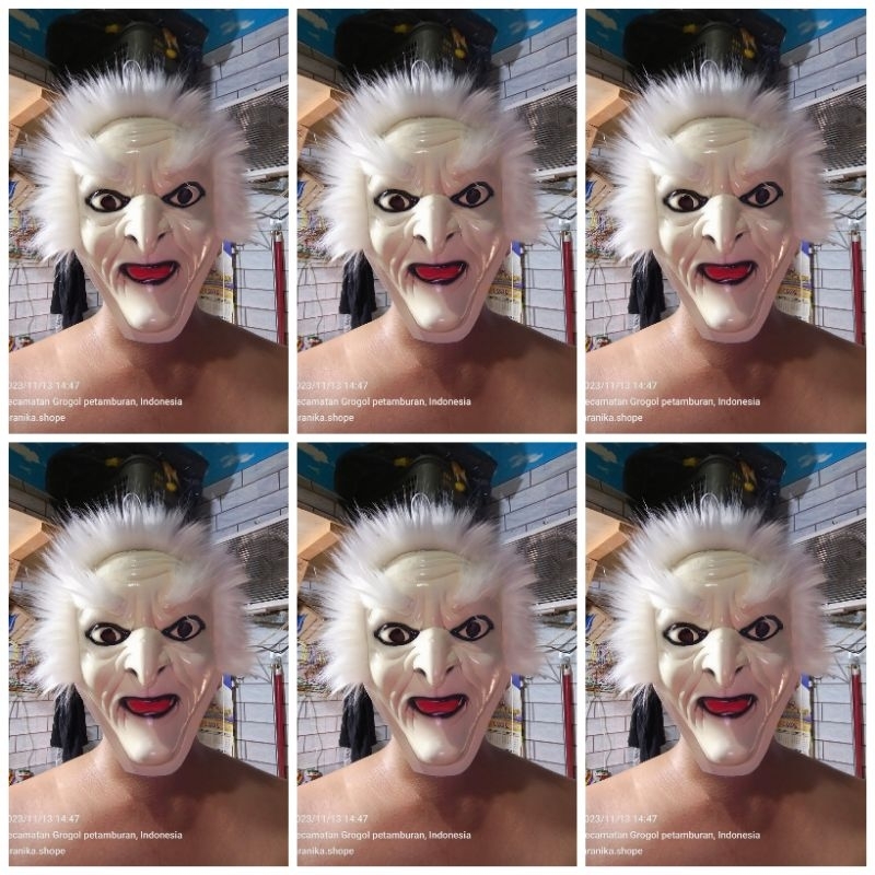 topeng nenek sihir orang tua penyihir bahan spon