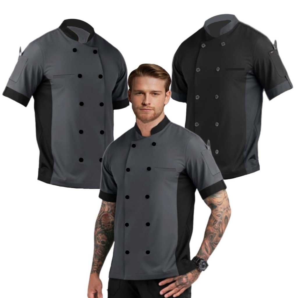 Chef Jacket  Baju Koki Lengan Pendek Pria Wanita