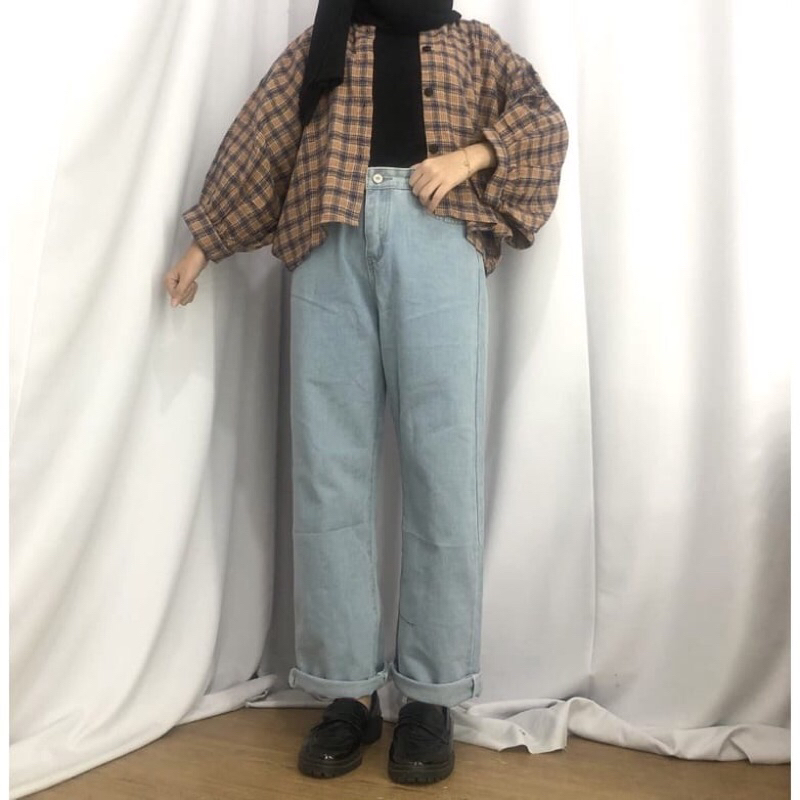 KEMEJA TAMARA BATWING FLANEL OUTER || KEMEJA LENGAN BALON || KEMEJA OVER SIZE FLANEL BEST