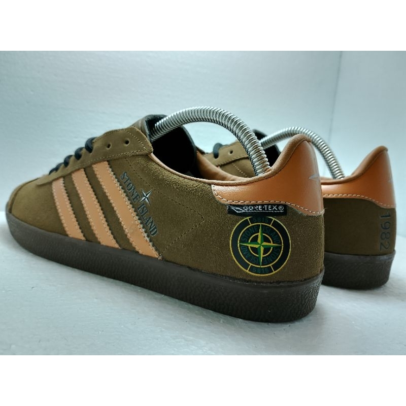 Sepatu Sneakers Adidas Gazelle Stone Island Coklat Made In Myanmar