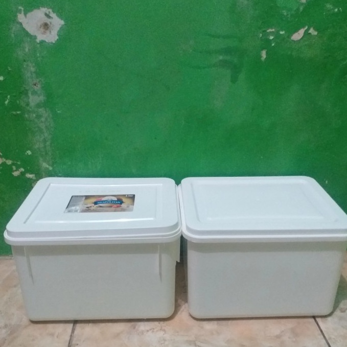 PROMO SPESIAL Ember Eskrim Bekas Es Krim Kotak Box Boks Bok Toples Wadah Ice Cream - putih polos, 8 liter kotak