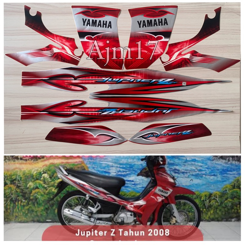 STIKER STRIPING JUPITER Z BURHAN 2008 MERAH SILVER