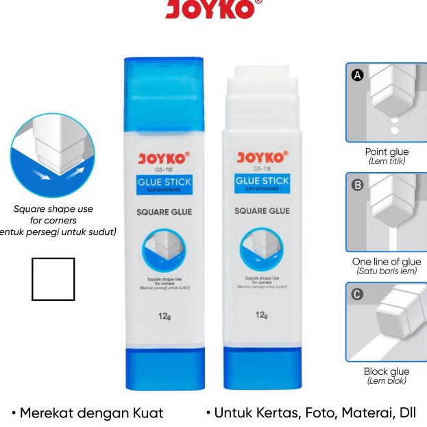 

Ready stock Glue Stick Lem Batang Joyko GS-118 12gr Square Glue