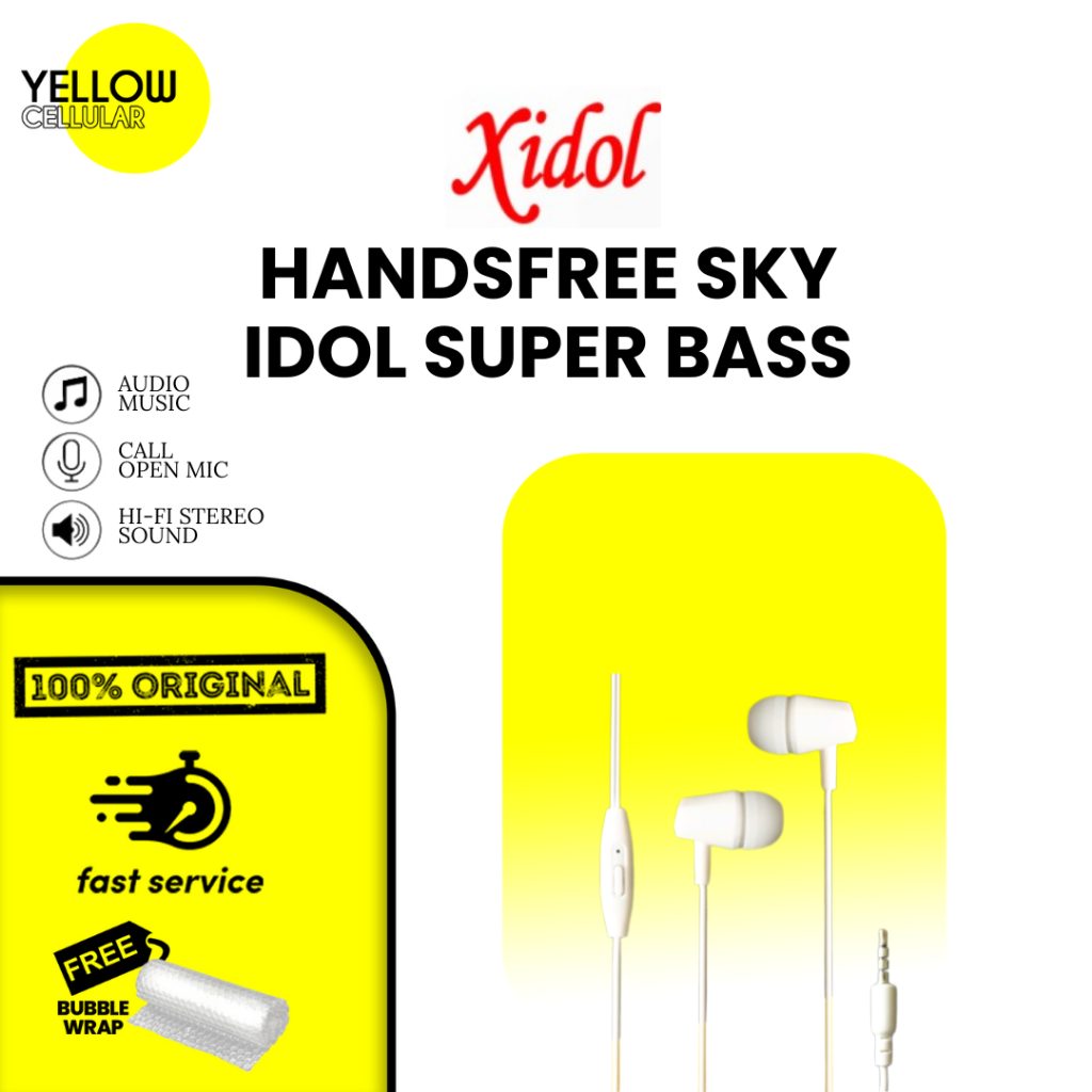 HANDSFREE SKY IDOL HEADSET ORIGINAL MURAH EARPHONE WIRED IN EAR HEADSET HANDSFREE EARPHONE WITH MICR