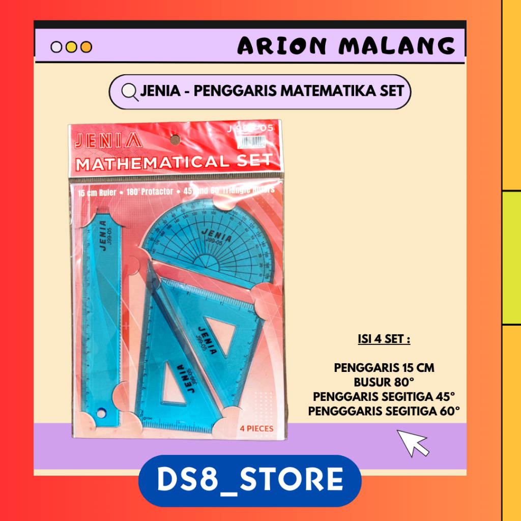 

PENGGARIS SET MATEMATIKA [ISI 4 PCS] JENIA