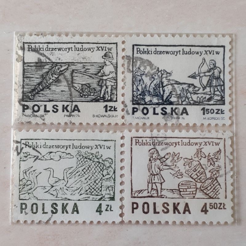

Perangko Polandia Designs from 16th century woodcuts Tahun 1974-1977 set lengkap 4pcs